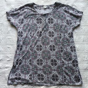 J Jill Button Tee Blouse Side Slits Medium